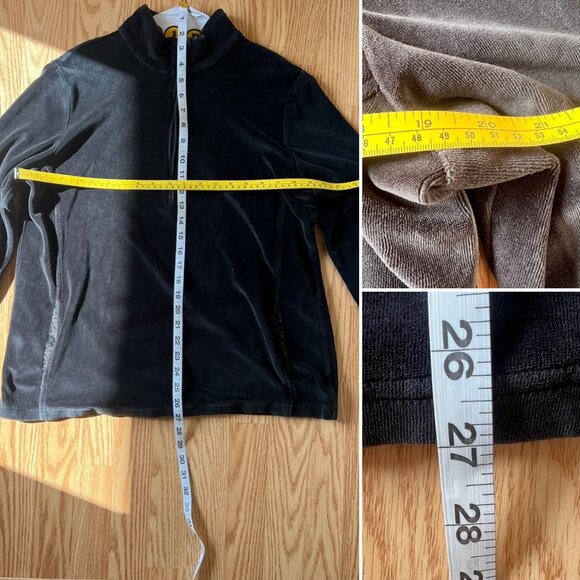Eddie Bauer Black Velour Quarter Zip Pullover Womens XL - Picture 9 of 10